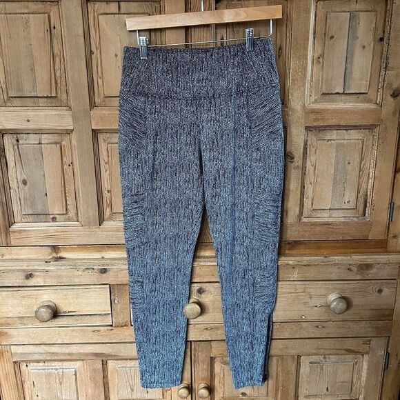 Athleta Leggings Medium Black White Delancey Textured Moto Tight Leggings - Picture 1 of 12